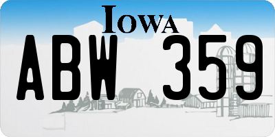 IA license plate ABW359