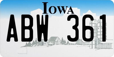 IA license plate ABW361
