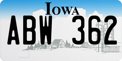 IA license plate ABW362