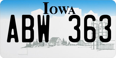 IA license plate ABW363
