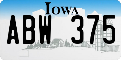 IA license plate ABW375