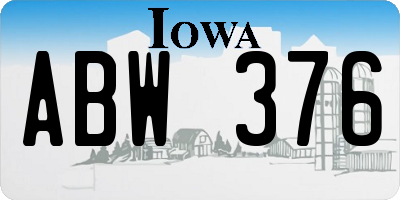 IA license plate ABW376