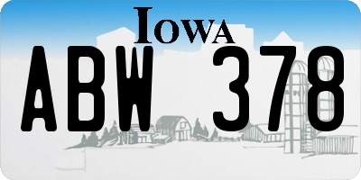 IA license plate ABW378