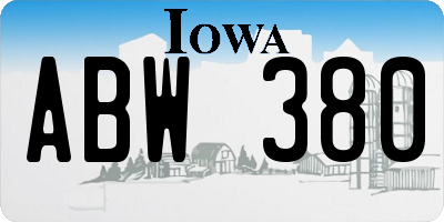 IA license plate ABW380