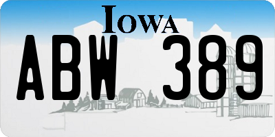 IA license plate ABW389