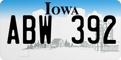 IA license plate ABW392