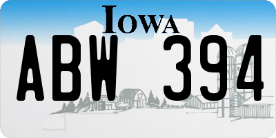 IA license plate ABW394