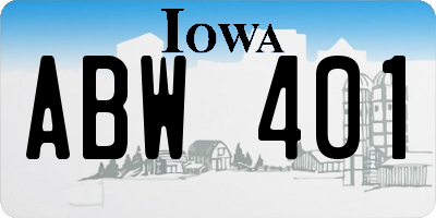 IA license plate ABW401