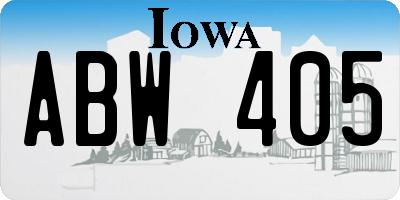 IA license plate ABW405