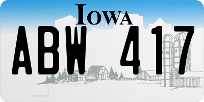 IA license plate ABW417