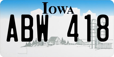 IA license plate ABW418