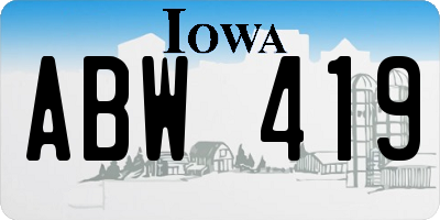 IA license plate ABW419