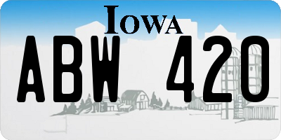 IA license plate ABW420