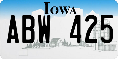 IA license plate ABW425