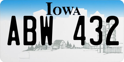 IA license plate ABW432