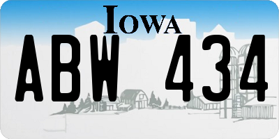 IA license plate ABW434