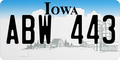 IA license plate ABW443