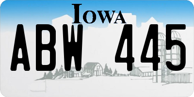 IA license plate ABW445