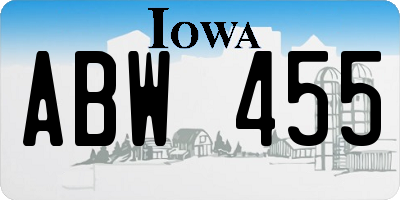 IA license plate ABW455