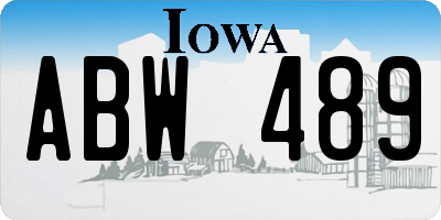 IA license plate ABW489