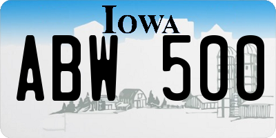 IA license plate ABW500