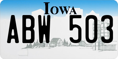 IA license plate ABW503
