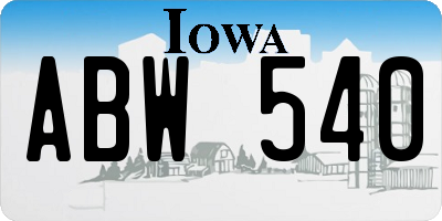 IA license plate ABW540