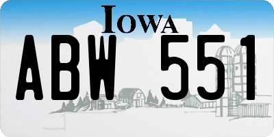 IA license plate ABW551