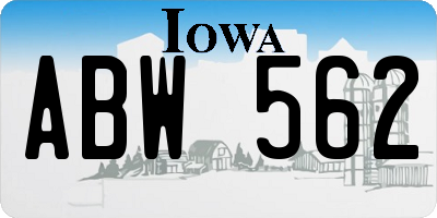 IA license plate ABW562