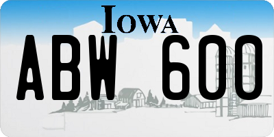 IA license plate ABW600