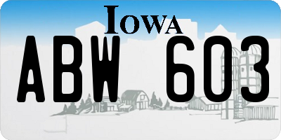 IA license plate ABW603