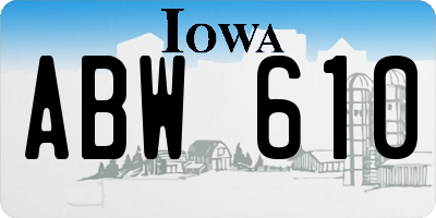 IA license plate ABW610
