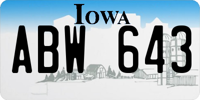 IA license plate ABW643