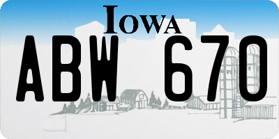 IA license plate ABW670