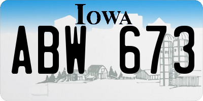 IA license plate ABW673