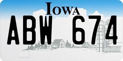 IA license plate ABW674