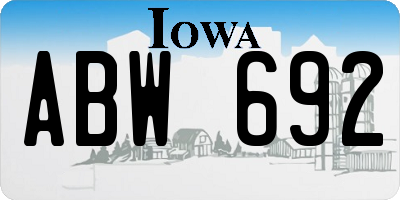 IA license plate ABW692