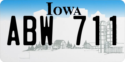 IA license plate ABW711