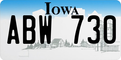 IA license plate ABW730