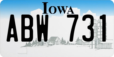IA license plate ABW731
