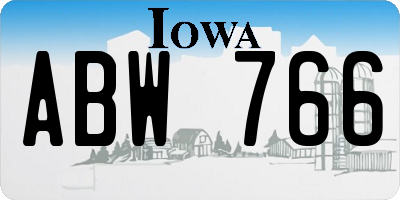 IA license plate ABW766