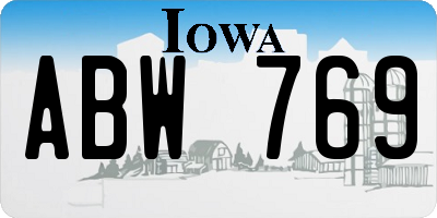 IA license plate ABW769