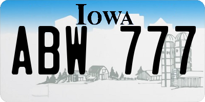 IA license plate ABW777