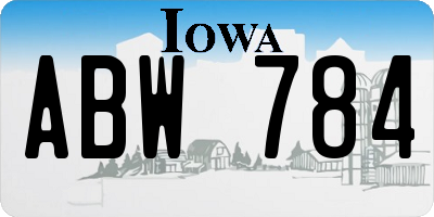 IA license plate ABW784