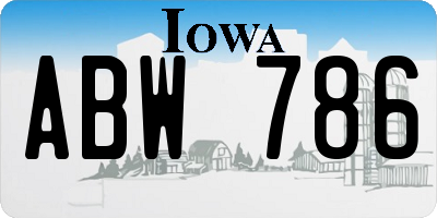 IA license plate ABW786