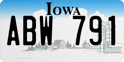 IA license plate ABW791