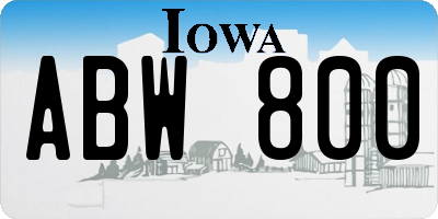 IA license plate ABW800