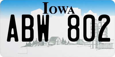 IA license plate ABW802