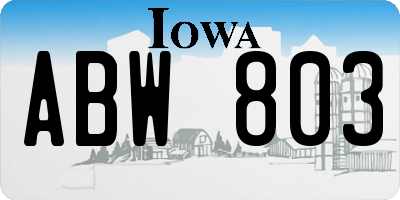 IA license plate ABW803