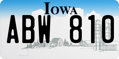 IA license plate ABW810